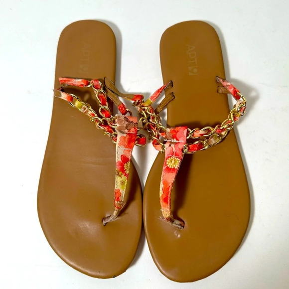 Floral Gold Chain Sandals - Picture 1 of 8